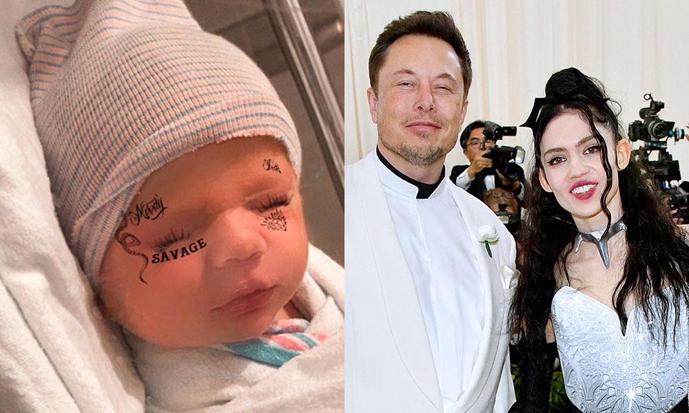 Grimes and Elon Musk and their baby