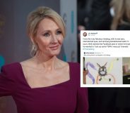 JK Rowling suffered criticism for "accidentally pasting" a comment on a trans woman in a tweet. (John Phillips/Getty Images/Twitter)
