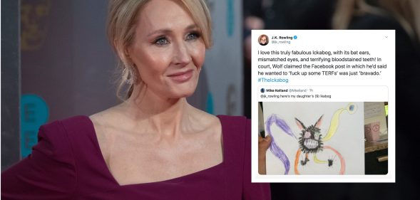 JK Rowling suffered criticism for "accidentally pasting" a comment on a trans woman in a tweet. (John Phillips/Getty Images/Twitter)
