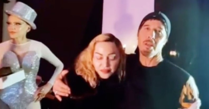 Madonna hugging Steven Klein