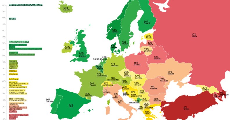 ILGA-Europe Rainbow Map 2020