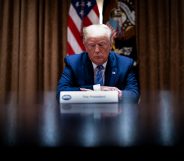 President Donald Trump listens during a roundtable on “Fighting for America’s Seniors” at the Cabinet Room of the White House June 15, 2020 in Washington, DC.