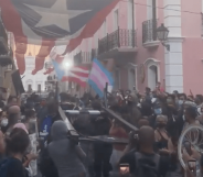 Hundreds of people packed the streets of Old San Juan, Puerto Rico, to join the Black Lives Matter protest. (Screen capture via Twitter)