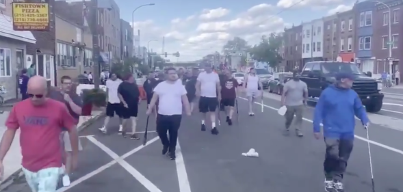 A gang of bat-wielding men battled with Black Lives matter protesters in Philadelphia, Pennsylvania. And the police, witnesses claim, did little to stop them. (Screen capture via Twitter)