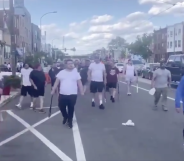 A gang of bat-wielding men battled with Black Lives matter protesters in Philadelphia, Pennsylvania. And the police, witnesses claim, did little to stop them. (Screen capture via Twitter)
