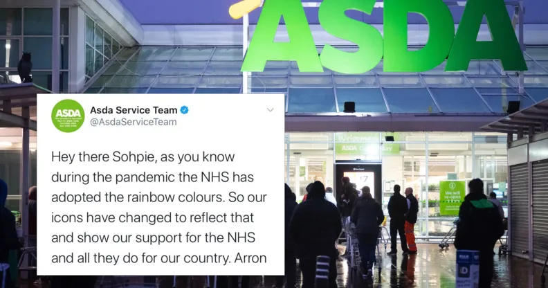 Asda initially claimed its rainbow-coloured logo was to show support for the British health service, stirring backlash. (Matthew Horwood/Getty Images)