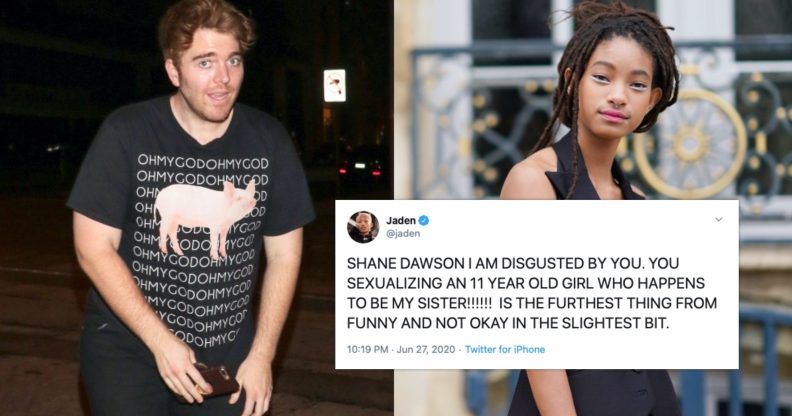 Shane Dawson was denounced by Jaden Smith for a crude video of the YouTuber pretending to masturbate over Willow Smith. (gotpap/Bauer-Griffin/GC Images/Edward Berthelot/Getty Images for Christian Dior)