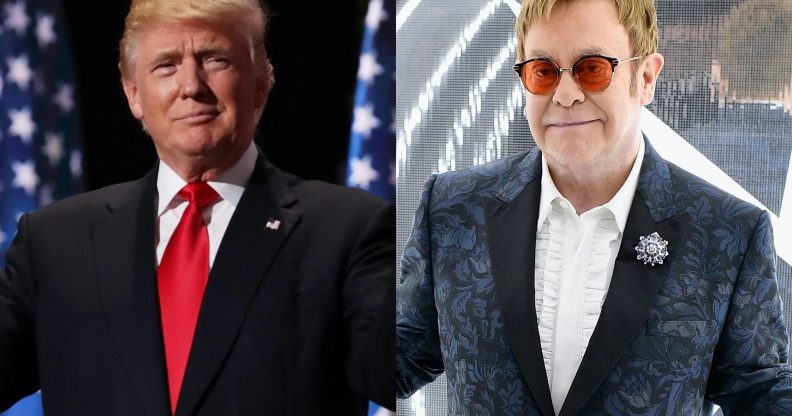 Donald Trump, seemingly out-trumping himself, sought to send the supreme leader of North Korea a copy of Elton John's music. (Chip Somodevilla/Dimitrios Kambouris/Getty Images for EJAF)