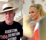 Roger Stone (L) has come out in support of the 'Free Britney Spears' movement. Yes, really. (Screen capture via Cameo/Getty/Valerie Macon)