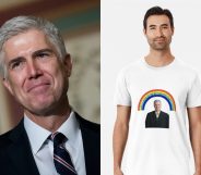 Neil Gorsuch, who dealt a blowback to his conservative allies by backing a pro-LGBT+ ruling, has attracted a new following: Queer men with Redbubble accounts. (Drew Angerer/Getty Images/Redbubble)