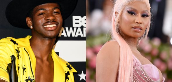 Lil Nas X revealed that he used to run a Nicki Minaj fan account on Twitter. (Frazer Harrison/Jamie McCarthy/Getty Images)