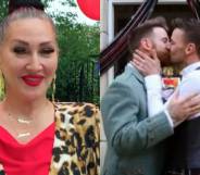 Michelle Visage and two grooms kissing