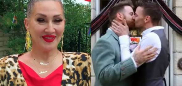 Michelle Visage and two grooms kissing