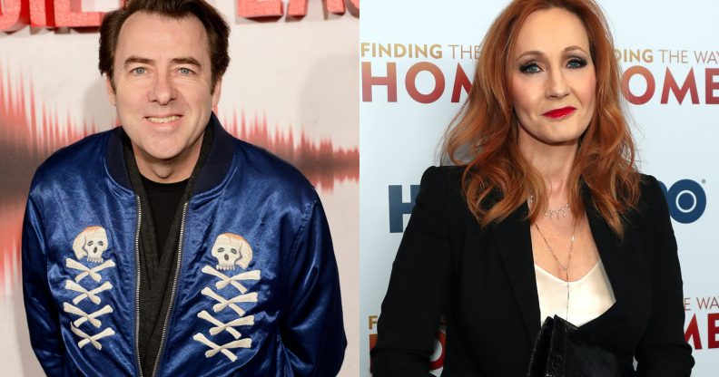 Jonathan Ross (L) has backed JK Rowling amid a torrent of criticism for the author tweets on trans lives. (Dave J Hogan/Dave J Hogan/Getty Images/Tayfun Coskun/Anadolu Agency via Getty Images)