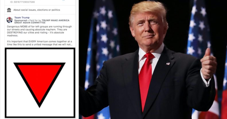 Donald Trump's campaign team weathered criticism for its use of Nazi signage. (Facebook/Chip Somodevilla/Getty Images)