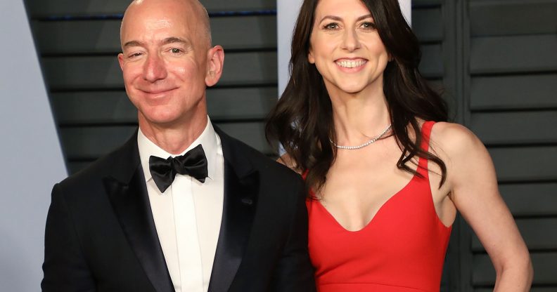 Jeff Bezos (L) and MacKenzie Scott. (Taylor Hill/FilmMagic)