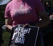 Democratic lawmakers joined activists to rally against the transgender military service ban.