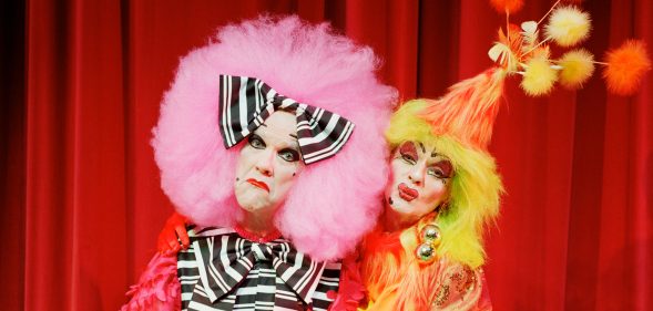 Richard Cawley (left) and Richard Westcott are the 'Ugly Sisters' in a production of a Cinderella pantomime at the White Rock Theatre in Hastings. (Gideon Mendel/Corbis via Getty Images)