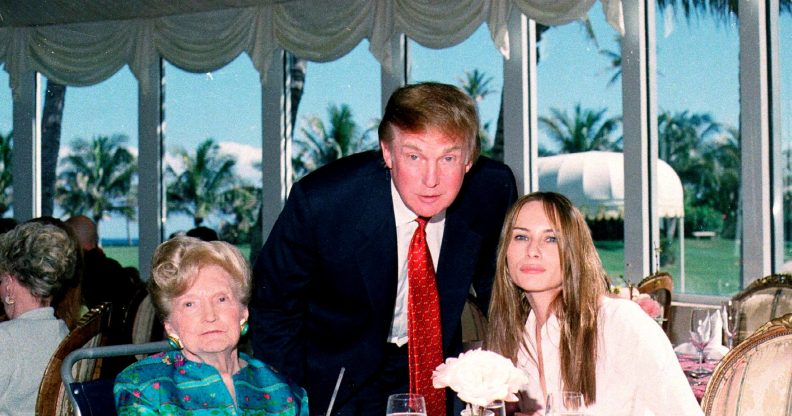(L-r) American socialite Mary Trump, her son, Donald Trump, and Melania Trump. (Davidoff Studios/Getty Images)