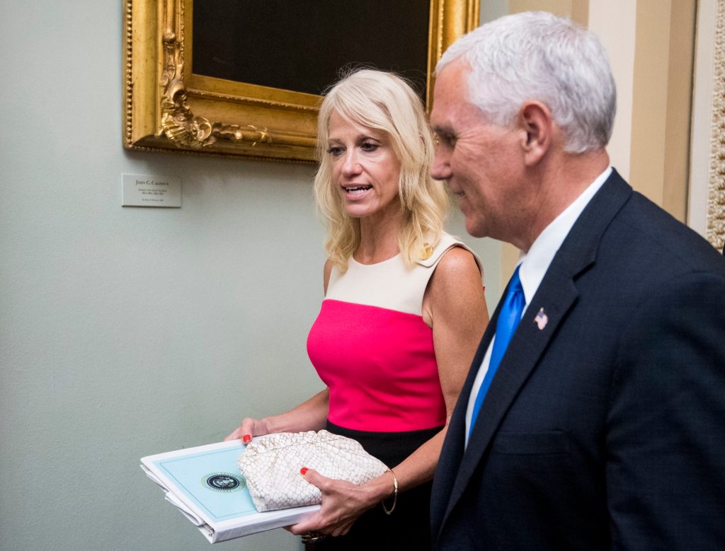 Kellyanne Conway, Counselor to President Donald Trump, and Vice President Mike Pence