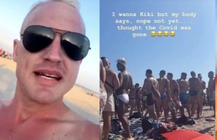 On a sweltering July weekend, hundreds of maskless party revellers packed the Fire Island Pines even as the existence of a viral contagion is still a thing. (Screen captures via Instagram)