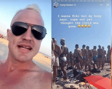 On a sweltering July weekend, hundreds of maskless party revellers packed the Fire Island Pines even as the existence of a viral contagion is still a thing. (Screen captures via Instagram)