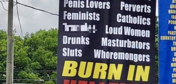 Bigoted protester said these are the people who will burn in hellfire