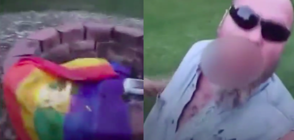 South Dakota Pride flag burning