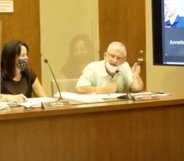 Indiana councillor Roger Galloway (R) made controversial comments at a city council meeting. (Screen capture via Twitter)