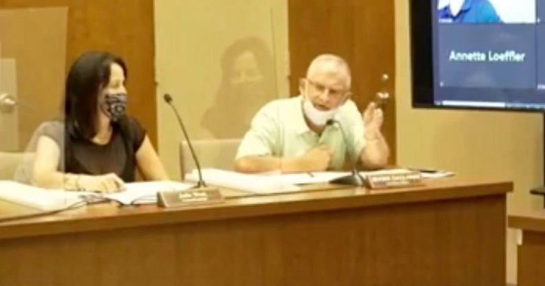 Indiana councillor Roger Galloway (R) made controversial comments at a city council meeting. (Screen capture via Twitter)