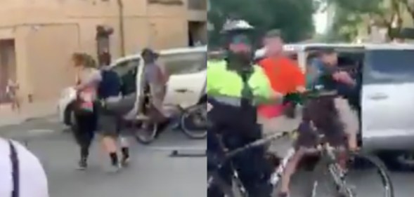 Footage of New York Police Department officers shoving a trans femme protesters into an unmarked van has flared tension between Black Lives Matter demonstrators and law enforcement even further. (Screen captures via Twitter)