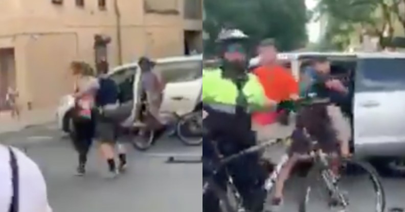 Footage of New York Police Department officers shoving a trans femme protesters into an unmarked van has flared tension between Black Lives Matter demonstrators and law enforcement even further. (Screen captures via Twitter)