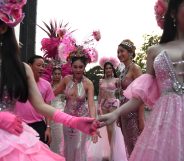 Women in pink dresses