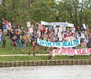 Residents and campaigners from ‘Save Our Ponds Forum 71’ met on Hampstead Heath to protest against the mandatory charges. (Joshua Bratt)