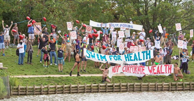 Residents and campaigners from ‘Save Our Ponds Forum 71’ met on Hampstead Heath to protest against the mandatory charges. (Joshua Bratt)