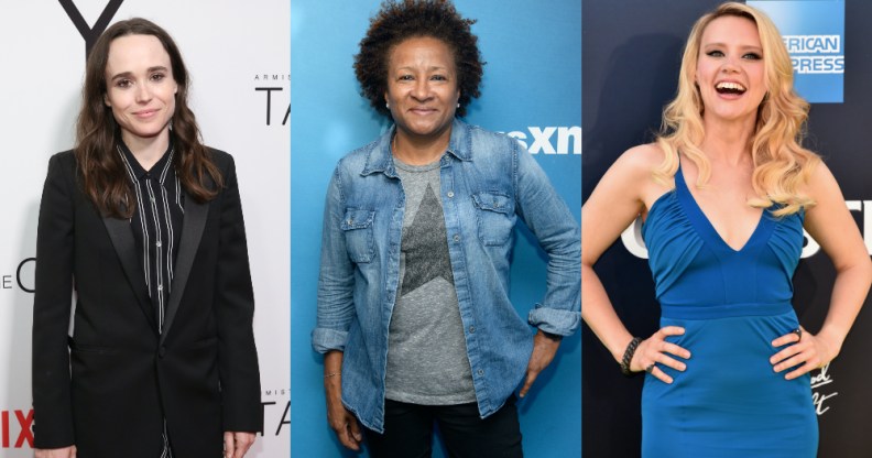 (L-R) Ellen Page, Wanda Sykes and Kate McKinnon – lesbian royalty all deserving of their own eponymous talk shows. (Getty)