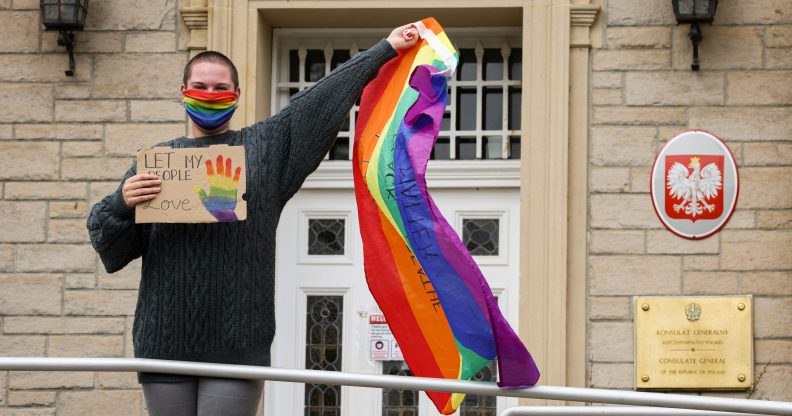 Edinburgh LGBT+ rights protest outside polish consulate