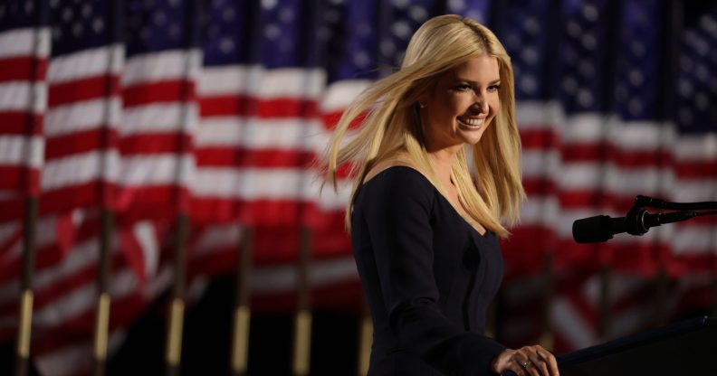 Ivanka Trump, daughter of US President Donald Trump and White House adviser, addresses attendees at the Republican presidential nomination. (Alex Wong/Getty Images)