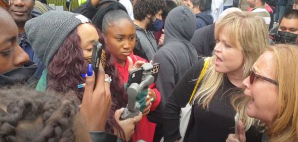 The confrontation between Black Lives Matter protesters and 'gender critical' activists grew ugly