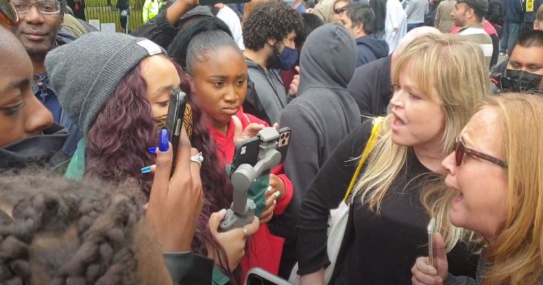 The confrontation between Black Lives Matter protesters and 'gender critical' activists grew ugly
