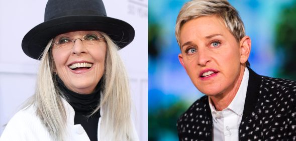 Diane Keaton (L) defended the increasingly embattled daytime talk show host Ellen DeGeneres. (Getty)