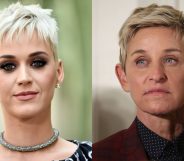 Katy Perry (L) enthusiastically threw her support to Ellen DeGeneres amid accusations of bullying. (Getty)