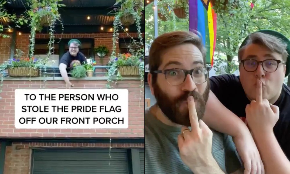Gay couple share hilarious response to thugs who stole their Pride flag