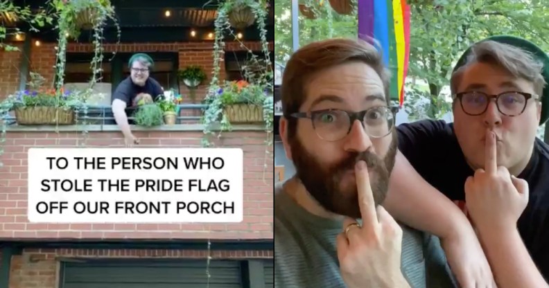 Gay couple share hilarious response to thugs who stole their Pride flag