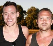 Will Young and brother Rupert wearing vests, smiling