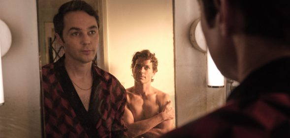 Jim Parsons as Michael and Matt Bomer as Donald in The Boys in the Band