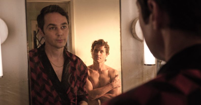 Jim Parsons as Michael and Matt Bomer as Donald in The Boys in the Band