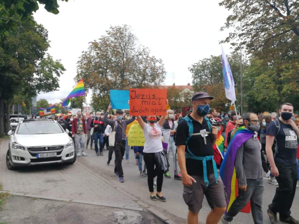 A queer rights protest at the border between Poland and Germany