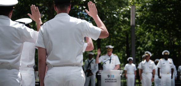 Navy officers parading