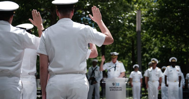 Navy officers parading